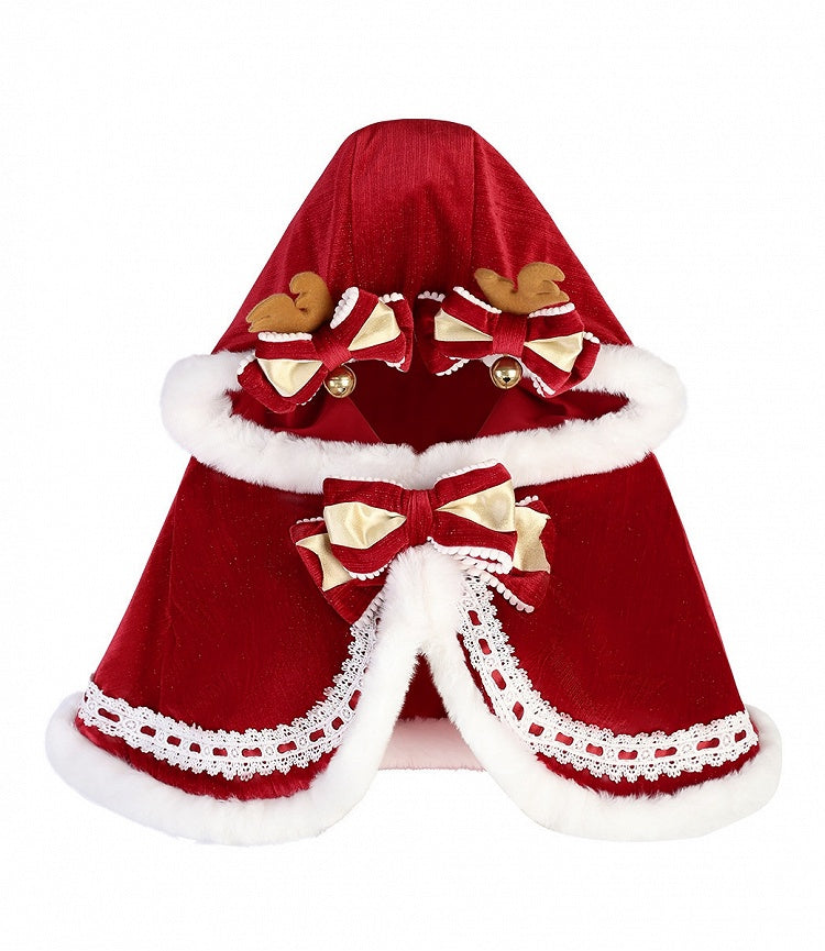 Red & White Christmas Lolita Full Set - JSK, Top & Cape detail view 11