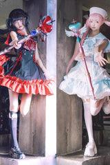 [Magical Girl] Doll Navy Collar Ruffle Bowknot Gothic Jirai Kei Japanese Dress 2 Colors - Black/Red - 1