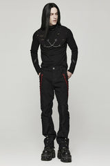 Black Stitching Spider Mesh Ripped Men's Punk Pants - Product - 4