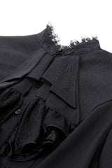 Black Lace Stand Collar Multi-Layered Ruffled Long Flared Sleeves Women's Gothic Blouse - Product - 13