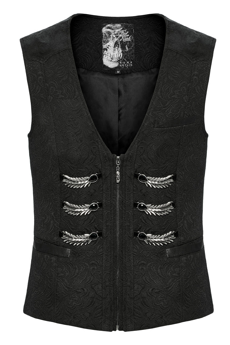 Black Sleeveless Buckle-up Loops Zip Men's Gothic Vest - Product - 3
