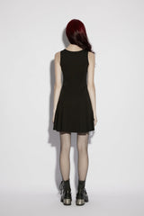 Black Off Shoulder Sleeveless Women's Gothic Moon Phase Printed Dress Graduation Dress - Product - 3