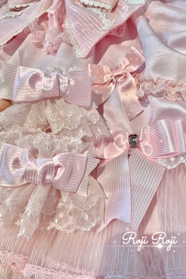 Multi-Color Strawberry Angel Cherry Blossom Tree Bowknot Lace Sweet Lolita Hand Sleeves 9 Colors - Pink - 7