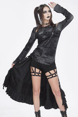 Black Ruffle Matching Belt Womens Gothic Skirt - Product - 3