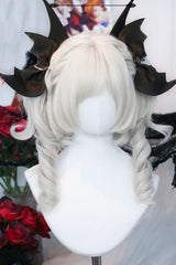 Silver Gray Sweet Lolita Roman Curls Twin Ponytails Wig Set - Product - 2