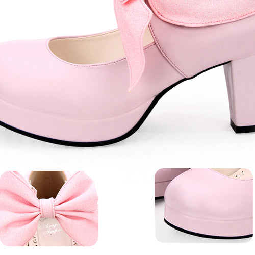 Round toe Big Bowknot Sweet Lolita Shoes - Product - 8