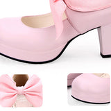 Round toe Big Bowknot Sweet Lolita Shoes - Product - 8