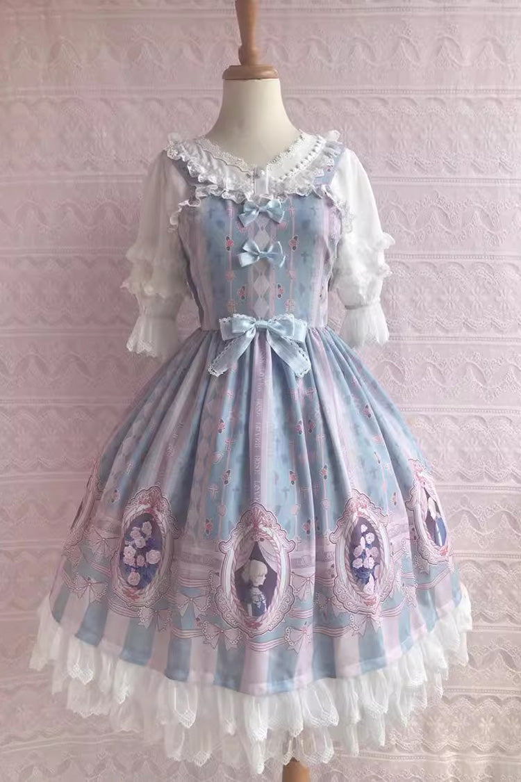 Double Layer Rose Lover's Dream Print Ruffle Bowknot Sweet Lolita Jsk Dress 3 Colors - Product - 8