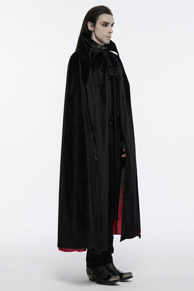 Black/Red Men's Strap Bat Gothic Coat Cloak - Product - 2