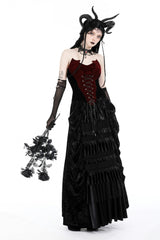 Red/Black Sleeveless Women's Gothic Bat Overbust Corset - Product - 6