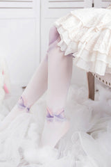 White Print Doll Sphere Patch Lolita Tights - Product - 4