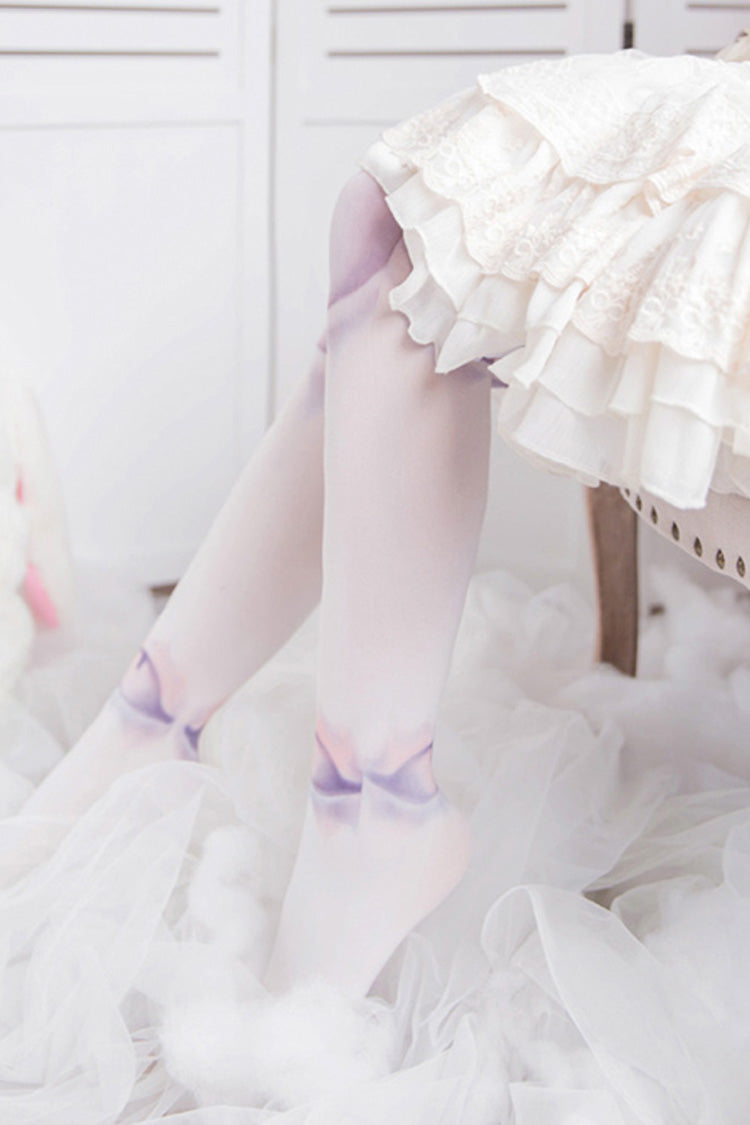 White Print Doll Sphere Patch Lolita Tights - Product - 4