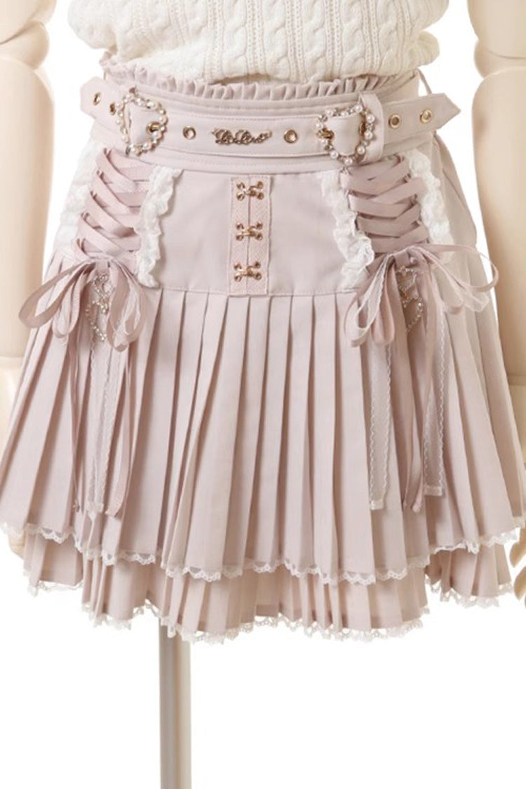 Sweet Ruffle Lace Punk Jirai Kei Japanese Skirt 3 Colors - Pink - 1