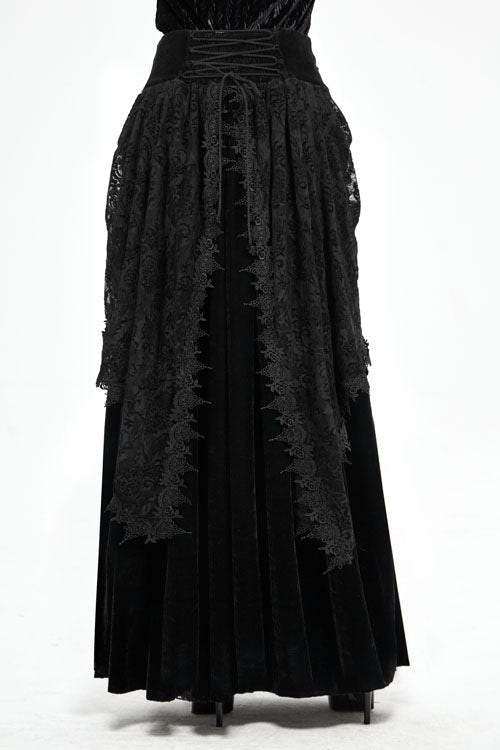 Black Velvet Cardigan Mid Waist Gothic Skirt - Product - 5