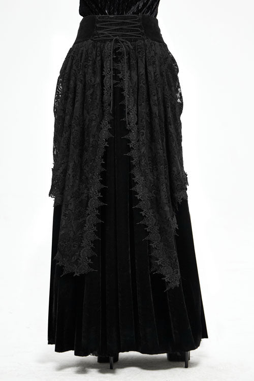 Black Velvet Cardigan Mid Waist Gothic Skirt - Product - 5