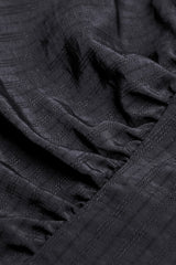 Black Ruffled Stand Collar Lace Jabot Short Puff Sleeves Front Button‑Up Lace-Up Women's Gothic Blouse - Product - 13