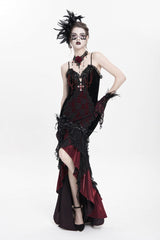 Red Off Shoulder Sleeveless Hanayome Embroidered Lace Women's Gothic Jsk Dress - Product - 5