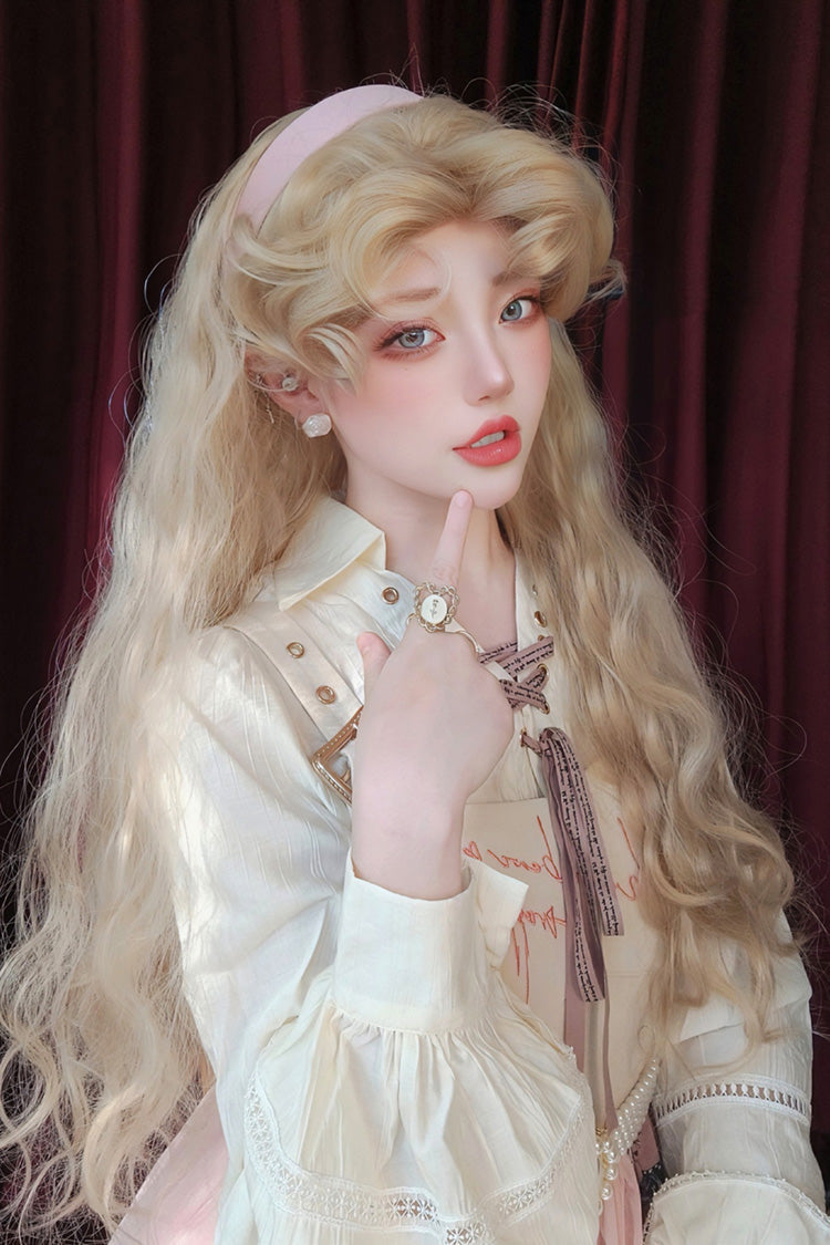 Golden [Barbie] Vintage Elegant Fluffy Wool Curl Lolita Wig - Product - 2