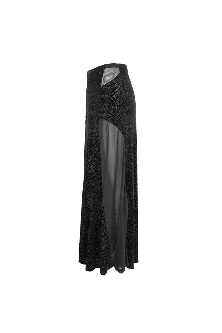 Black High Waisted Jacquard Lace Women's Punk Skirt - Product - 10
