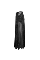 Black High Waisted Jacquard Lace Women's Punk Skirt - Product - 10