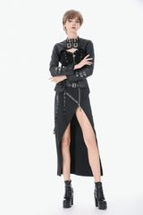 Black PU Leather Long Sleeves Buckled Strap Zippered Women's Punk Shrug - Product - 9