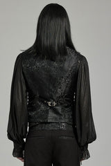Black V Collar Jacquard Lace-Up Men's Gothic Vest - Product - 3