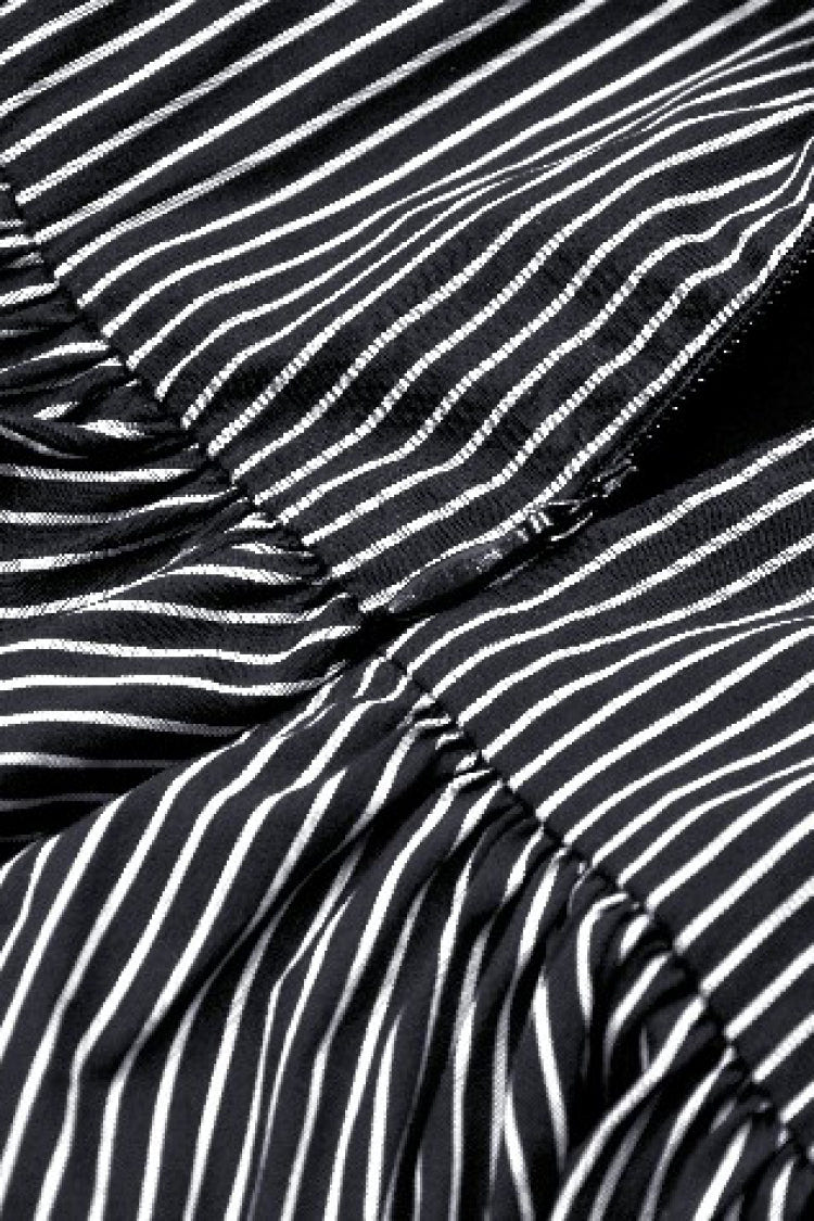 Black/White Pinstriped Sleeveless Lace Lace-Up Women's Gothic Lolita Slip Dress Graduation Dress - Product - 15