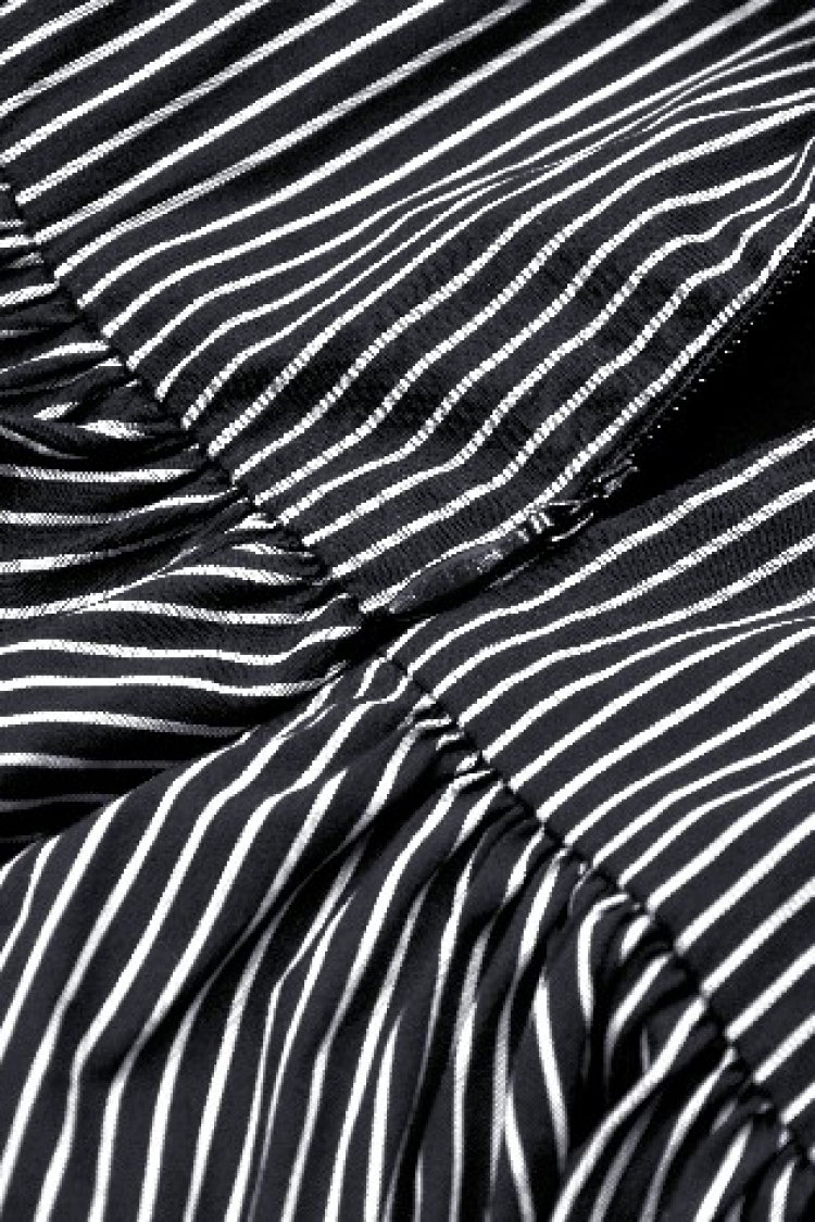 Black/White Pinstriped Sleeveless Lace Lace-Up Women's Gothic Lolita Slip Dress Graduation Dress - Product - 15