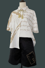 Black Handsome Little Prince Print Loose Ouji Lolita Shorts - Product - 9