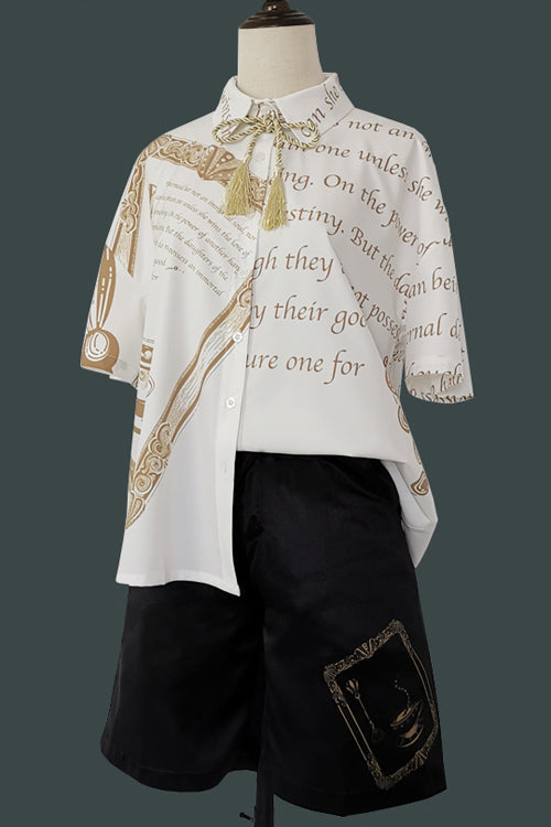 Black Handsome Little Prince Print Loose Ouji Lolita Shorts - Product - 9
