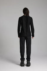 Black Round Collar Long Sleeves Triangle Buckle Men's Punk T-Shirt - Product - 3