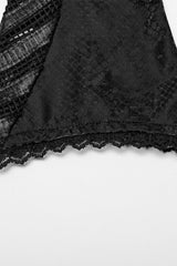 Black Leather Stitching Snake Pattern Lace Mesh Women's Steampunk Arm Sleeves - Product - 7