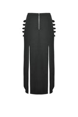 Black Buckled Zippered Women's Punk Side Slit Long Skirt - Product - 12