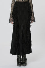 Black Wave Three-Dimensional Lace Ripped Women's Gothic Skirt - Black - 1