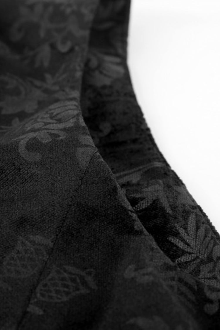 Black Double-Breasted Swallowtail Hem Print Mens Gothic Vest - Product - 9