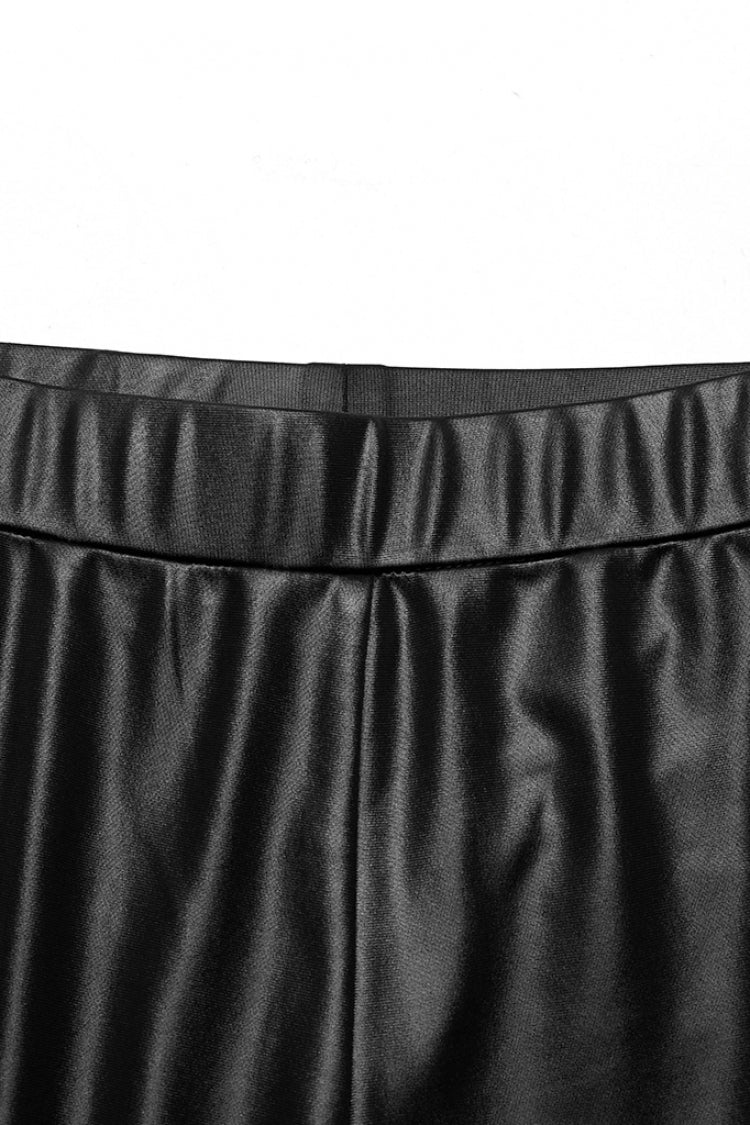 Black Ruffle Embroidery Stitching Lace Slim Mesh Women's Steampunk Leggings - Product - 5