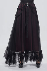 Black/Red Butterfly Lace Pendant Decoration Chiffon Women's Gothic Skirt - Product - 2
