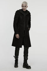 Black Stand Collar Long Sleeves Hooded Zipper Men's Punk Jacket - Product - 4