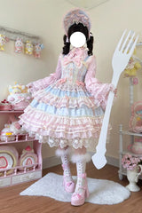 Blue [Star Love Song] Ruffle Hanayome Bowknot Lace Sweet Lolita Jsk Dress - Product - 5
