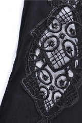 Black Floral Cut-Out Lace-Up Women's Gothic Leggings - Product - 13
