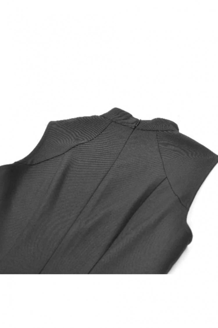 Black Sleeveless Cut-Out Cobweb Sheer Mesh Lace-Up Women's Punk Mini Dress - Product - 16