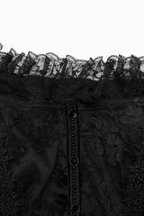 Short Puff Sleeves Print Ruffle Lace Women's Gothic Dress 2 Colors - Product - 5