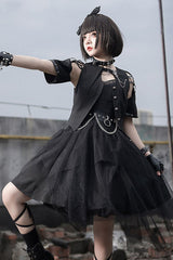 Dark Praise Of The Black Crow Sleeveless Punk Irregular Gothic Lolita Jsk Dress - Product - 2