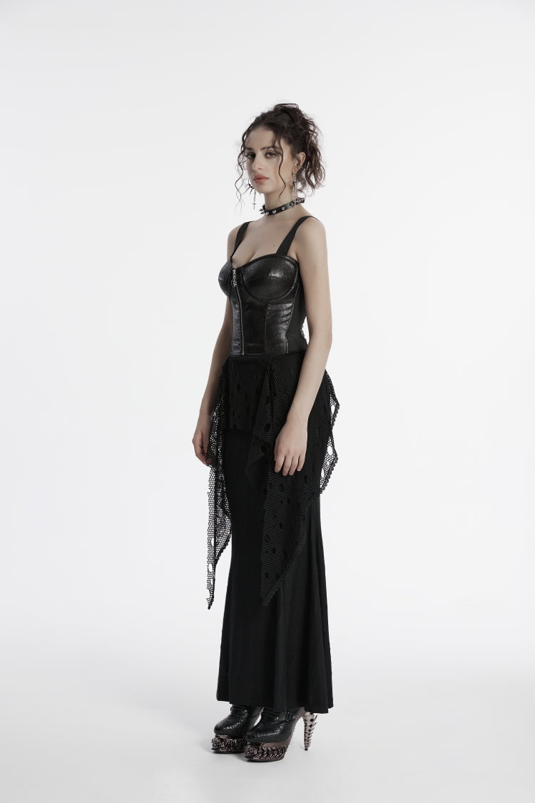 Double-Layered Spliced Mesh Ripped Eyelet Women's Punk Fishtail Skirt - Product - 3