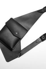 Black Faux Leather Vest Straps Men's Steampunk Vest Bag - Product - 10