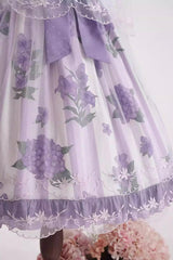Purple [Endless Summer] Round Collar Sleeveless Hime Sleeves Printed Ruffled Bow Lace Sweet Lolita Dress - Product - 10