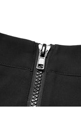 Black Chiffon Plaid Large-Hole Mesh Stitching V-Word Segmentation Design Sun-Hem Women's Punk Skirt - Product - 7