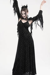 Black Stand Collar Long Sleeves Lace Tassels Women's Gothic Cape - Product - 8