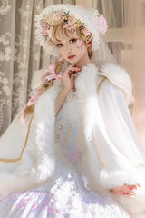 [Snowflake Ballad] Sweet Princess Fur-Collar Lolita Coat Cloak 7 Colors - Product - 13