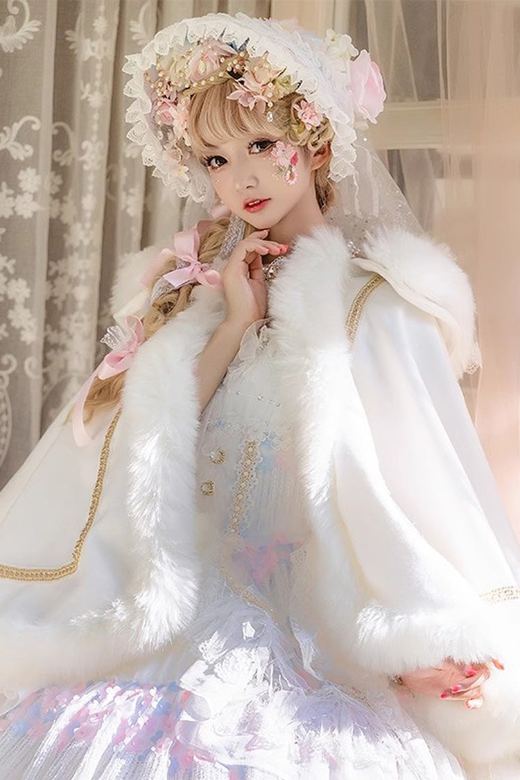[Snowflake Ballad] Sweet Princess Fur-Collar Lolita Coat Cloak 7 Colors - Product - 13